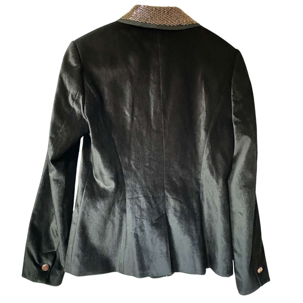 $395 TED BAKER London Kairaa Blk Velvet Suit Jacket Chain‎ Collar Blazer US2/UK6 - Picture 3 of 16